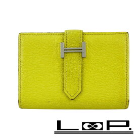 エルメス ■中古■ ベアン ミニ カードケース 小銭入れ 財布 シェーブル レモンチェロ T刻 【575273】8 【中古】