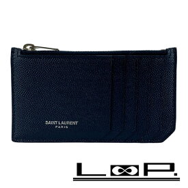 ■新同■　サンローラン カードケース パスケース フラグメントケース 小銭入れ 財布 レザー ネイビー 609392 箱 【413575】3 【中古】