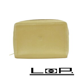 ロエベ ■美品■ヴィンテージ■ アナグラム ポーチ 小物入れ メイクポーチ レザー ベージュ 【554575】11 【中古】
