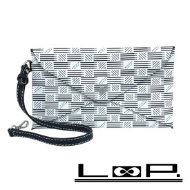 ■新同■　モローパリ フラットポーチ 小物入れ PVCレザー ホワイト ブラック 【397776】3 【中古】