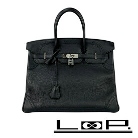 エルメス ■美品■　バーキン 35 ギリーズ ハンド バッグ スイフト トゴ ブラック □R刻 【507076】10 【中古】