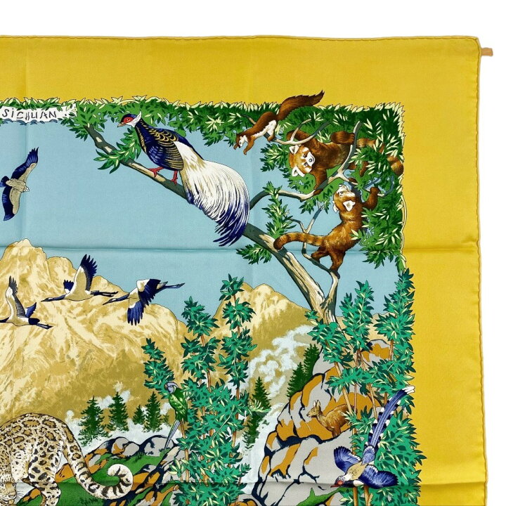 ▽値下げ▽ □新同□ エルメス スカーフ カレ 90 SICHUAN 四川省 動物  