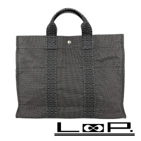 ■美品■　エルメス エールライン MM トート バッグ キャンバス グレー 【351877】3 【中古】