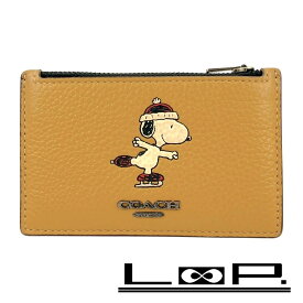 コーチ ■美品■ スヌーピー ジップ カードケース コインケース 財布 コンパクト レザー イエロー CE713【501777】11 【中古】