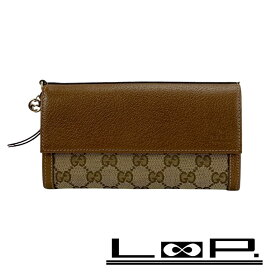 ■新同■　グッチ 長財布 サイフ ウォレット GG キャンバス ブラウン 323396 【404580】5 【中古】