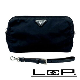 プラダ ■中古■ トライアングルロゴ ポーチ ストラップ 小物入れ 化粧 メイク テスート ナイロン ブラック 【375781】2 【中古】