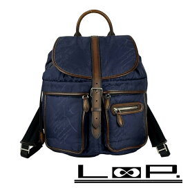◆SALE◆ ベルルッティ ■美品■ カリグラフィ リュック バックパック ナイロン レザー ネイビー ブラウン 【545481】10 【中古】