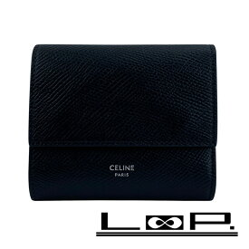 セリーヌ ■中古■ 三つ折り 財布 ウォレット コンパクト レザー ブラック 【634185】11 【中古】