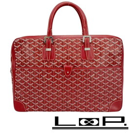 ■美品■　ゴヤール アンバサード MM ビジネス バッグ ハンド レザー PVC レッド 【389290】5 【中古】