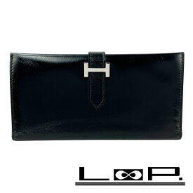 エルメス ■中古■ ベアン クラシック 長財布 二つ折り ウォレット ボックスカーフ ブラック □D刻 箱 【551093】8 【中古】