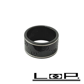 グッチ ■美品■ アイコン リング 指輪 アクセサリー GG セラミック ブラック 225976 4g ＃21 【499494】10 【中古】