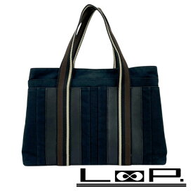 ■美品■　エルメス トロカホリゾンタル MM トートバッグ ハンド キャンバス レザー ブラック ブラウン 【372995】5 【中古】