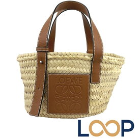 ロエベ ■中古■ バスケットバッグ スモール ハンド トート かご バッグ ラフィア レザー ブラウン 【673597】8 【中古】