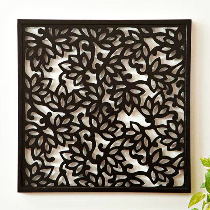 楽天市場】アジアン ウッドレリーフ バリ 60×60cm ロータス ダーク 