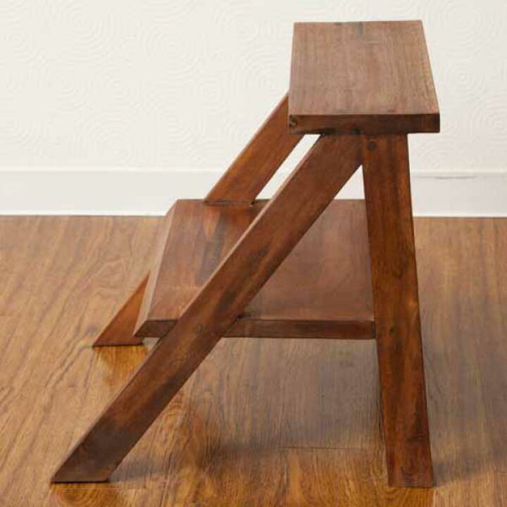 楽天市場 踏み台 2段 子供 木製 チーク ステップ スツール こども ステップ 脚立 踏台 花台 ディスプレイ台 飾り棚 玄関 家具 天然木 アジアン バリ リゾート インテリア おしゃれ モダン アンティーク アジアンインテリア ループ