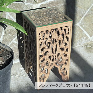 【最大1万円クーポン解禁!】バリカービングスタンドランプ 彫刻 照明 ライト ランプ 間接照明 サイドテーブル 木製 ガラス天板 アジアンランプ フロアライト フロアランプ フロアスタンド