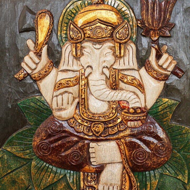 楽天市場 アジアン ガネーシャのアートパネル 40cm 40cm 壁掛け ウォールデコレーション レリーフアート バリ インテリア おしゃれ モダン インテリア 寝具 収納 壁紙 装飾フィルム アートボード アジアンインテリア ループ
