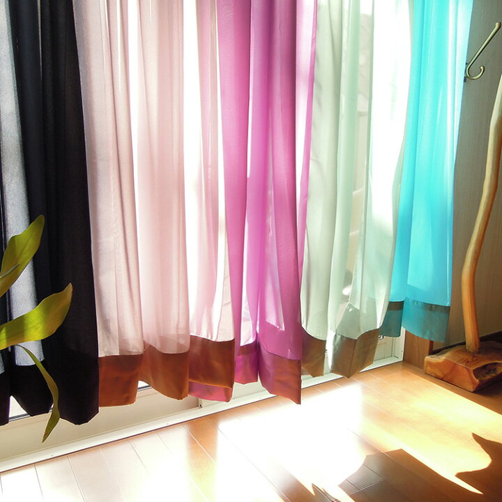 楽天市場 シフォンカーテン アジアン 100 180cm とろみ 間仕切り 目隠し キッチン リビング 寝室 カフェ カーテン 無地 バリ リゾート インテリア おしゃれ モダン アジアンインテリア ループ