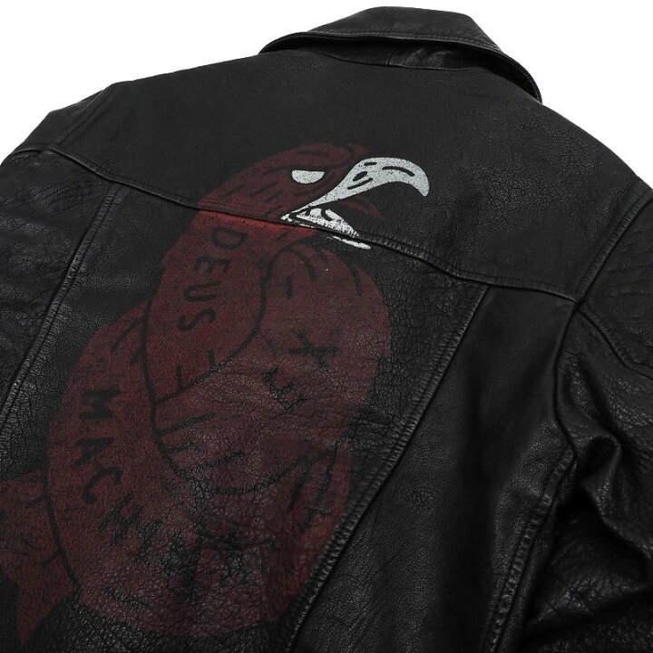 L03235新品 DEUS EX MACHINA レザーライダース：S ブラック