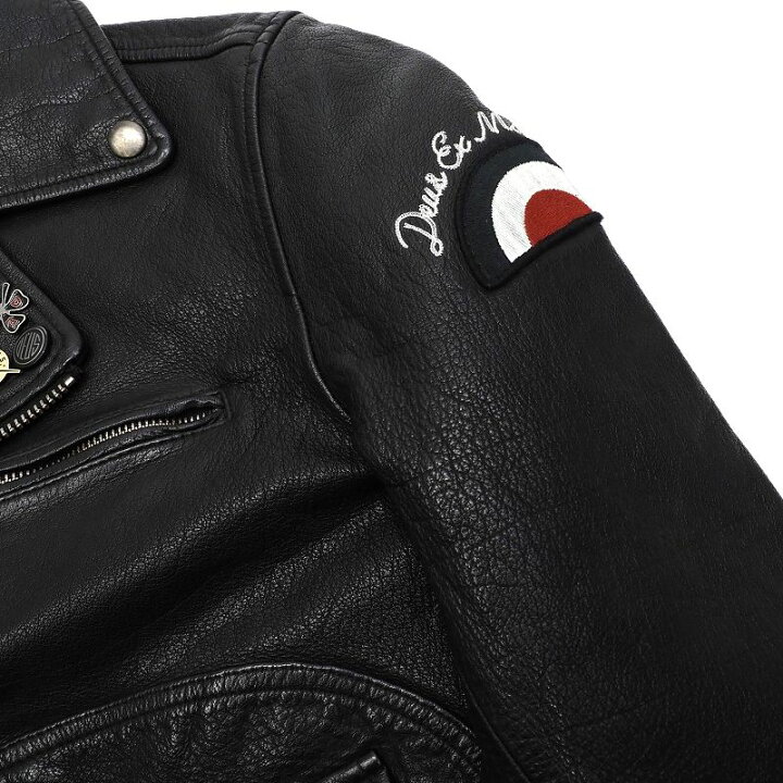 L03235新品 DEUS EX MACHINA レザーライダース：S ブラック