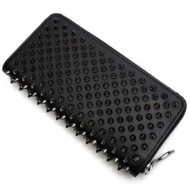 新品 Christian Louboutin ラウンド レザーウォレット 長財布 BLACK/GUN METAL 1175099 W PANETTONE WALLET NV CALF P/SPIKES クリスチャンルブタン レディース 5CH/L0454S/HECE02/HM/SYM/RR