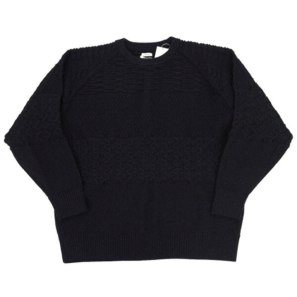 新品 25FW nanamica Crew Neck Sweater ケーブルニット セーター 【サイズ：XS】 ダークネイビー 定価34100円 S25FJ014 オーバーサイズフィット ナナミカ メンズ 3F24/B07393/LEB13/HM/RR/SYM