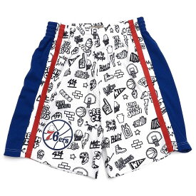 未使用品 Mitchell&Ness フィアデルフィア 76ers ハーフパンツ 【サイズ：L】 ホワイト NBA DOODLE SWINGMAN SHORTS ショートパンツ ミッチェルアンドネス メンズ 5F22/D04505J23/HSP14/HM/SYM