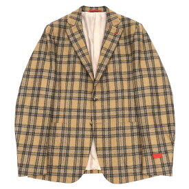 新品 ISAIA ウール ジャケット 【サイズ：52】 マスタード 定価291500円 CORTINA チェック柄 イザイア メンズ 5WHF/I06213/KEP27/HM/RR