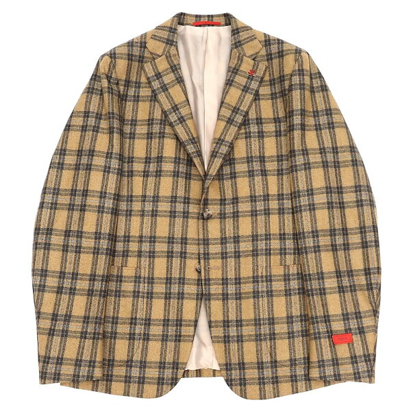 新品 ISAIA ウール ジャケット 【サイズ：52】 マスタード 定価291500円 CORTINA チェック柄 イザイア メンズ 5WHF/I06213/KEP27/HM/RR