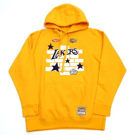 未使用品 23FW Mitchell&Ness ロサンゼルスレイカーズ パーカー 【サイズ：XL】 イエロー NBA TATS CRU BRICK HOODIE ミッチェルアンドネス メンズ 5D2/D0504SY8/JYAM11/HM/SYM