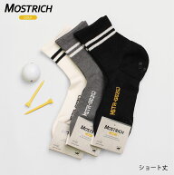 MOSTRICH MSTR-G02 ゴルフ用ソックス ショート丈 2本ライン 男女兼用 2サイズ 白 黒 グレー 和紙素材 滑…
