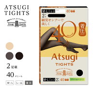 【2足組】ATSUGI TIGHTS 着圧 細見せシアーで美しく 40デニール タイツ 全3色 (M-L・L-LL) 黒 ベージュ …