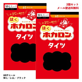 【2足セット】はく ホカロンタイツ 60デニール 黒 M-L・L-LL 蓄熱ナイロン レディース アツギ メール便送料無料