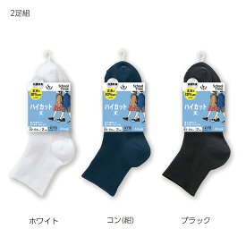 【2足組】子供用 通学ソックス スクールタイム ハイカット丈 白・黒・紺 全5サイズ 16-26cm アツギ 靴下 School Time CH77082