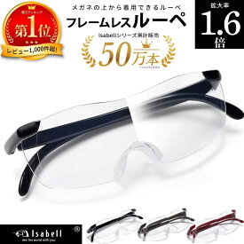 【楽天1位★7冠達成！】メガネ型ルーぺ 拡大鏡 ルーペ 眼鏡型 1.6倍 拡大ルーペ メガネルーペ ブルーライトカットメガネ 眼鏡型ルーペ 眼鏡 メガネ 読書用 おしゃれ 高性能 フレームレス Isabell