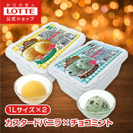 【お得なクーポン配布中！11/20 20時〜】【ロッテ公式】小さなアイス屋さん カスタードバニラ・チョコミントセット | アイス まとめ買い 濃厚アイス スイーツ 大容量 業務用アイス 業務用アイスクリーム 2L イベント おやつ 2025 クリスマス