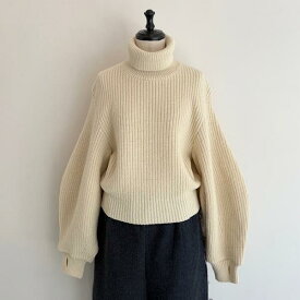 KAPITAL【キャピタル】【SALE】5Gウール畦編みベルジスリーブセーター【送料無料】【レディース】【ベルスリーブ】【ボリューム袖】