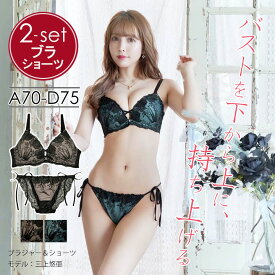 【最大半額!!&2000円OFFクーポン有】3/6再販!スモーキーカラー×ブラックフラワー刺繍ブラジャー＆サイド紐フルバックショーツ [三上悠亜着用]