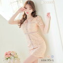 【5/8再販】[XS~L/4サイズ展開] ボタニカル総レースジャガードライン襟付き半袖タイトミニドレス