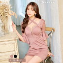 【6/10再販】 [S~LLサイズ / 4サイズ展開] クロスネックフロントジップ ベルスリーブ タイト ミニドレス [ デイジー ドレス ミニ キャバドレス dazzy ドレス ミニ 半袖 袖あり ]