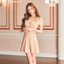 【最大1000円OFF★お買い物マラソン限定クーポン配布】【11/5新作】グリッターファスナーベルトモチーフ半袖Aラインミニ丈キャバドレス[SML/3サイズ展開]