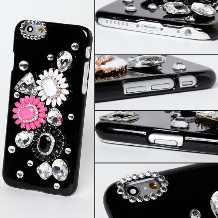 楽天市場 Iphone6 ケース Iphoneケース キラキラ アイフォン6 花モチーフビジューデコiphone6ハードケース 白 クリア 黒 キラキラ ビジュー アイフォンケース Softbank スマートフォン Au Docomo キャバ Goods Dazzystore デイジーストア