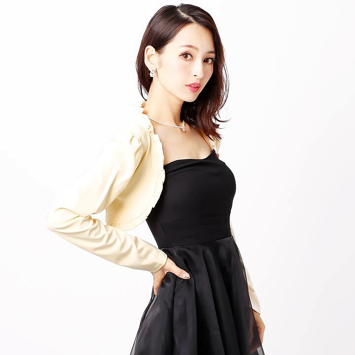 楽天市場 ドレス 結婚式 パーティードレス フリル 長袖 ボレロ S M 黒 アイボリー ワンカラー シンプル 無地 Natsu 羽織り 羽織物 単品 パーティー フォーマル 結婚式 披露宴 二次会 Goods デイジーストア 袖付き Dazzystore デイジーストア