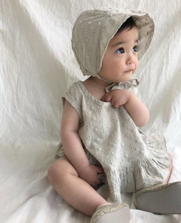 楽天市場 ギフトにも 100 コットンの3点セットアップ 女の子服 ベビー服 出産祝い 刺繍 ボンネット付 70cm Louk Room Classic
