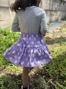 【BabyRito】◇パニエ付きスカート コスチューム フリル チュール サテン パープル 紫 水玉 白ドット ふりふり かわいい 女の子 おしゃれ ベビー キッズ 子供 80cm 90cm 100cm 110cm 120cm 130cm 140cm プリ