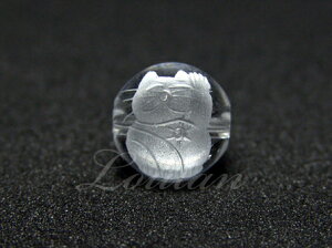 招き猫(左)・彫刻ビーズ(天然水晶)10mm(1個販売) 天然石 パワーストーン