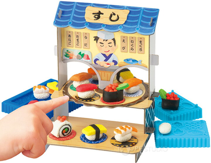 楽天市場 くるくるおすしやさん お寿司屋さん お米の粘土 押し型 お店 おままごと ねんど おもちゃ 知育玩具 3歳 4歳 5歳 男の子 女の子 子供 自由研究 室内 ルーペスタジオ