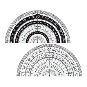 分度器 半円 透明 クリア 白 黒 文具 子供 小学生 文具 学校 教材 学習 角度 算数 数学 測る 学校 教材 事務用品 工作 DIY モノクロ おしゃれ スタイリッシュ レイメイ藤井