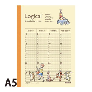 ロジカルノート スケジュール 2026年 ディズニー A5 ロジカルダイアリー ナカバヤシ 手帳 マンスリー ミッキー プーさん おすすめ 大人 かわいい スケジュール帳 キャラクター ディズニー 月