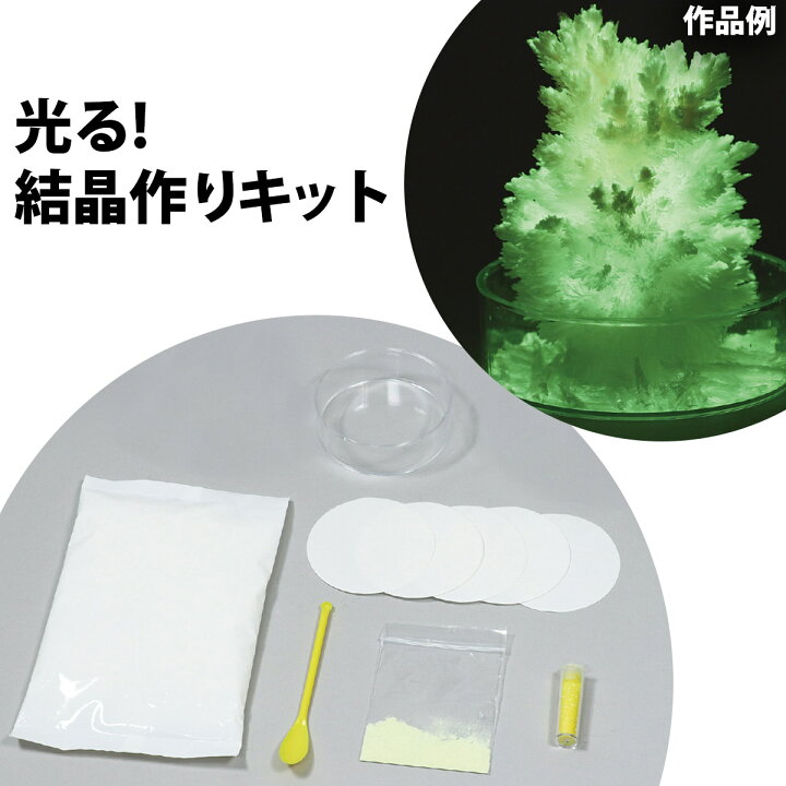 楽天市場 光る 結晶作り 実験 グッズ 簡単 自由研究 小学生 中学生 科学 理科 セット 自由 研究 工作 キット おもしろ 実験 工作 キット ルーペスタジオ